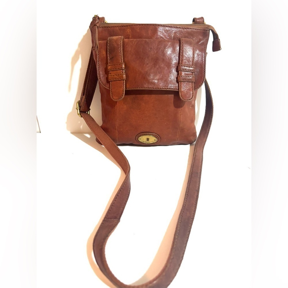 Fossil Brown Leather Crossbody Bag main